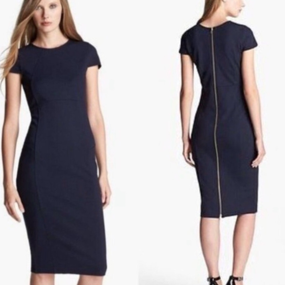 Felicity & Coco Navy two way zipper back Midi Dress